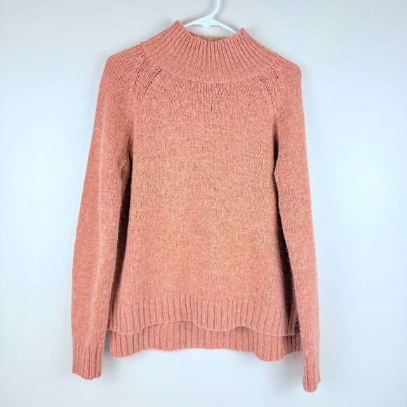 Garnet Hill Wool & Alpaca Blend Chunky Knit Mock Neck Sweater - Size L - Picture 1 of 9